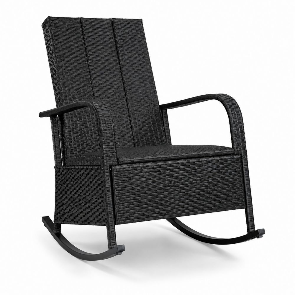 Fotel bujany z technorattanu czarny 65 cm x 70 cm x 95 cm