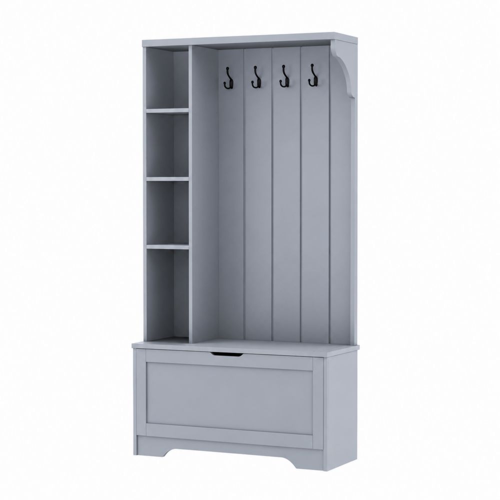 Ścienny wieszak z półkami i szafką na buty MDF Szary 180x80x40 cm