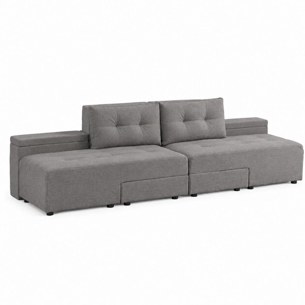 Sofa narożna 3-osobowa tkanina szara