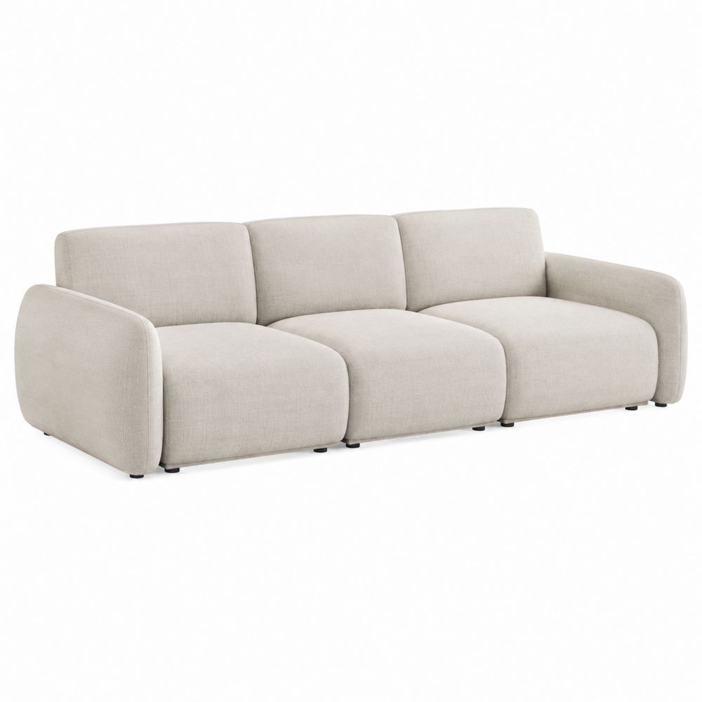 Sofa 3-osobowa tkanina beżowa 220x95x80cm
