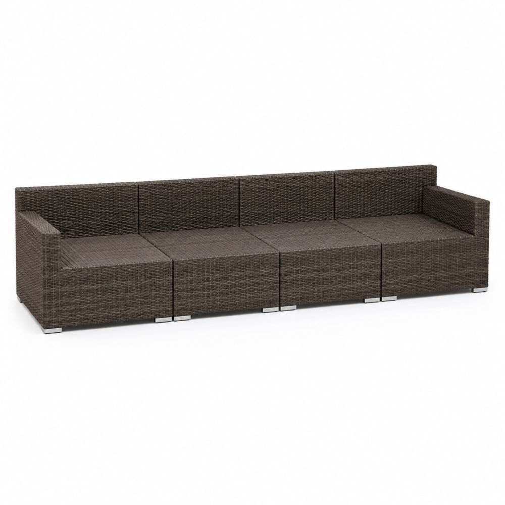 Sofa modułowa z technorattanu brązowa 230 cm