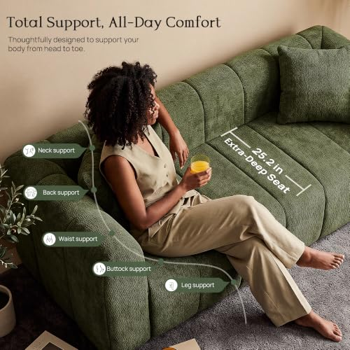 88.5" Boneless 3 Seater Sofa,Cloud Couches for Living Room