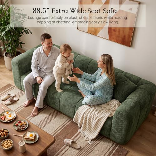 88.5" Boneless 3 Seater Sofa,Cloud Couches for Living Room