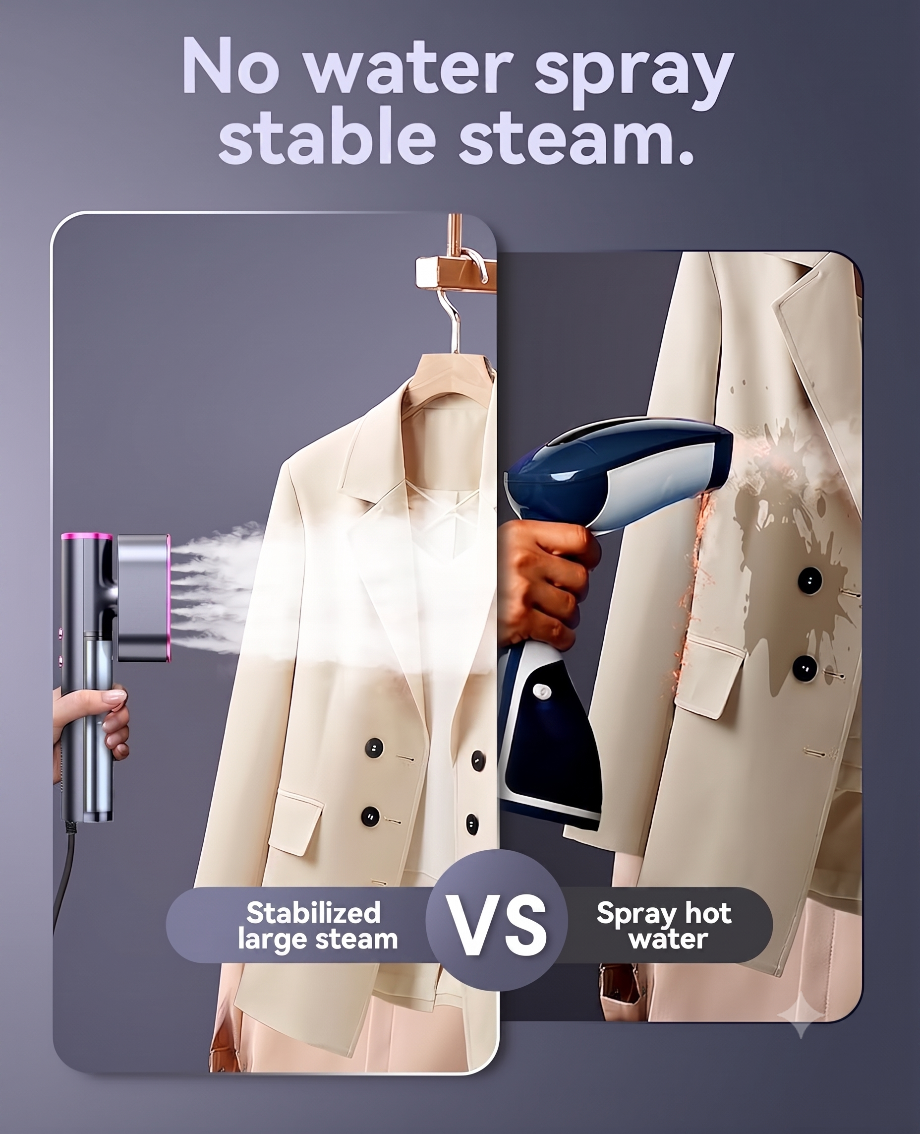Dual Voltage Foldable Travel Steamer & Dry Iron (1000W / 15s Heat-Up)