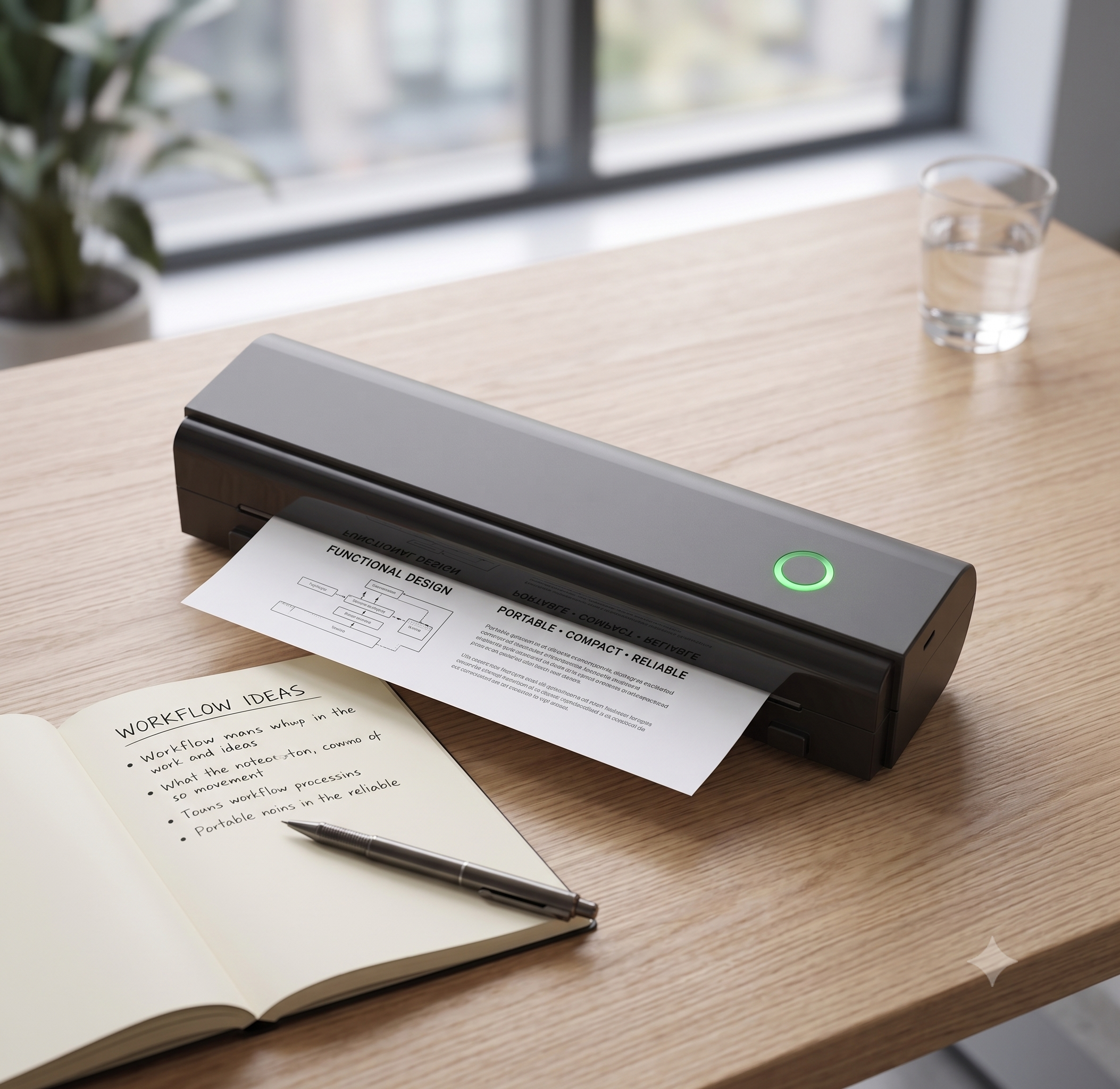Wireless Inkless A4 Thermal Printer – Compact Mobile Document Printer with 2600mAh Battery