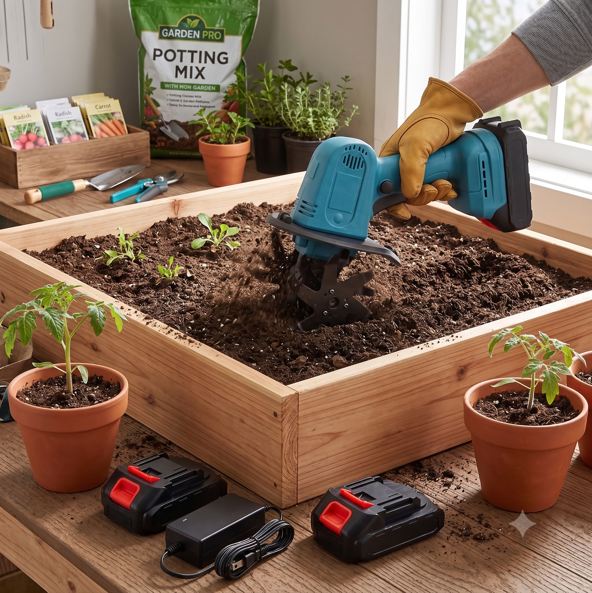 20V Cordless Electric Till & Cultivator Tool Kit