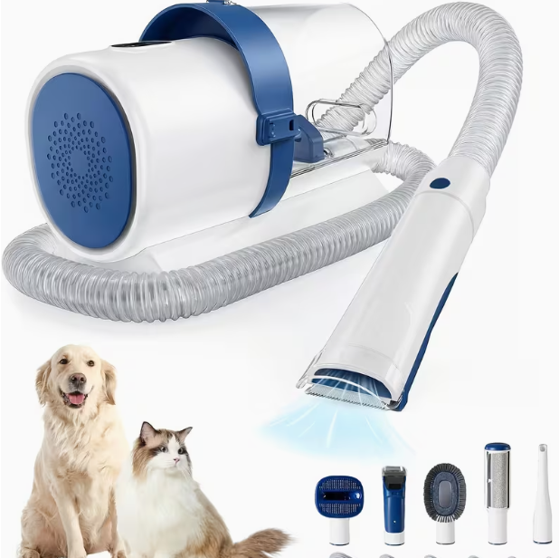 5-in-1 Pet Grooming Vacuum & Trimmer Kit with 6 Combs (99% Hair Suction)