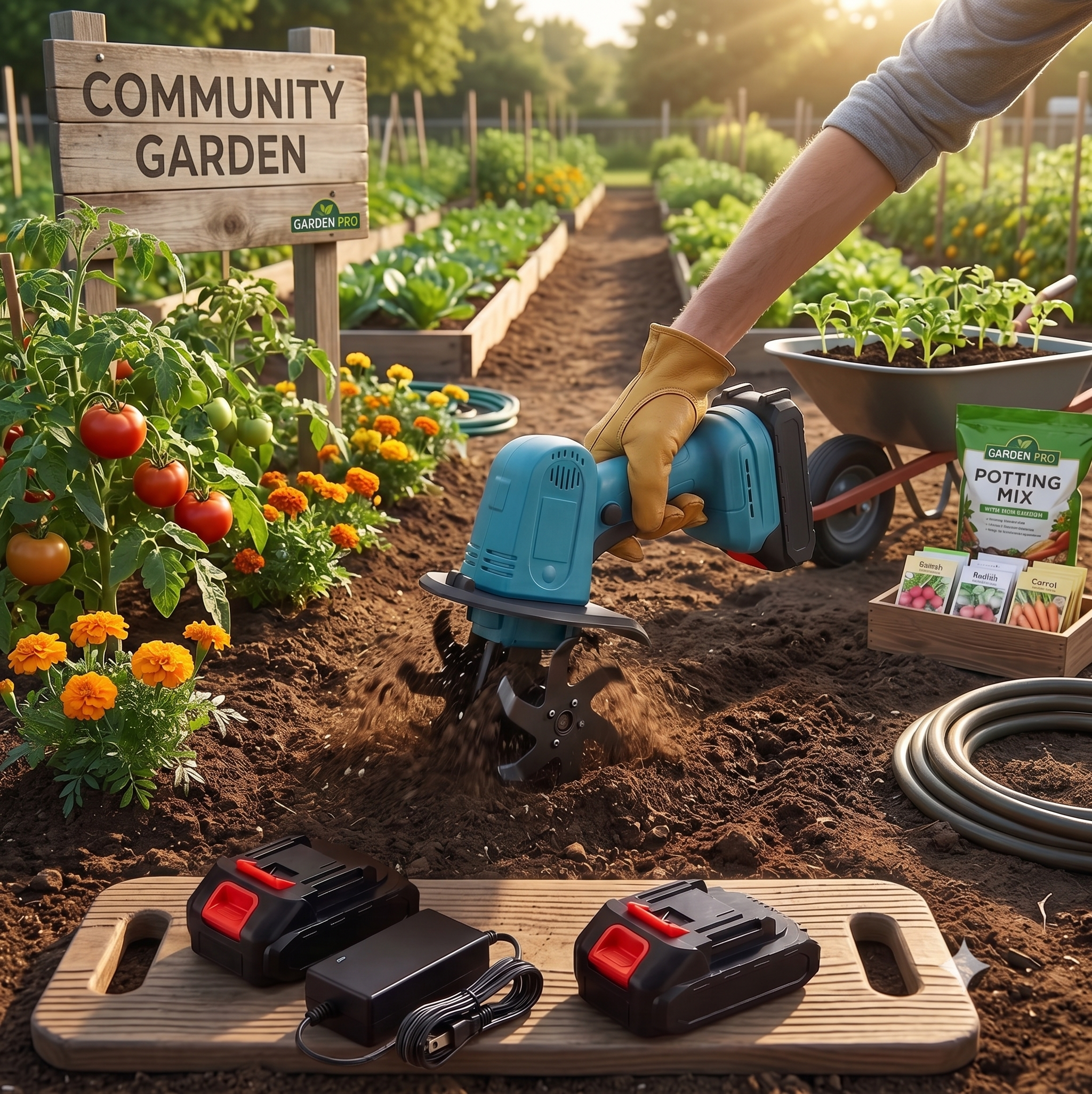 20V Cordless Electric Till & Cultivator Tool Kit