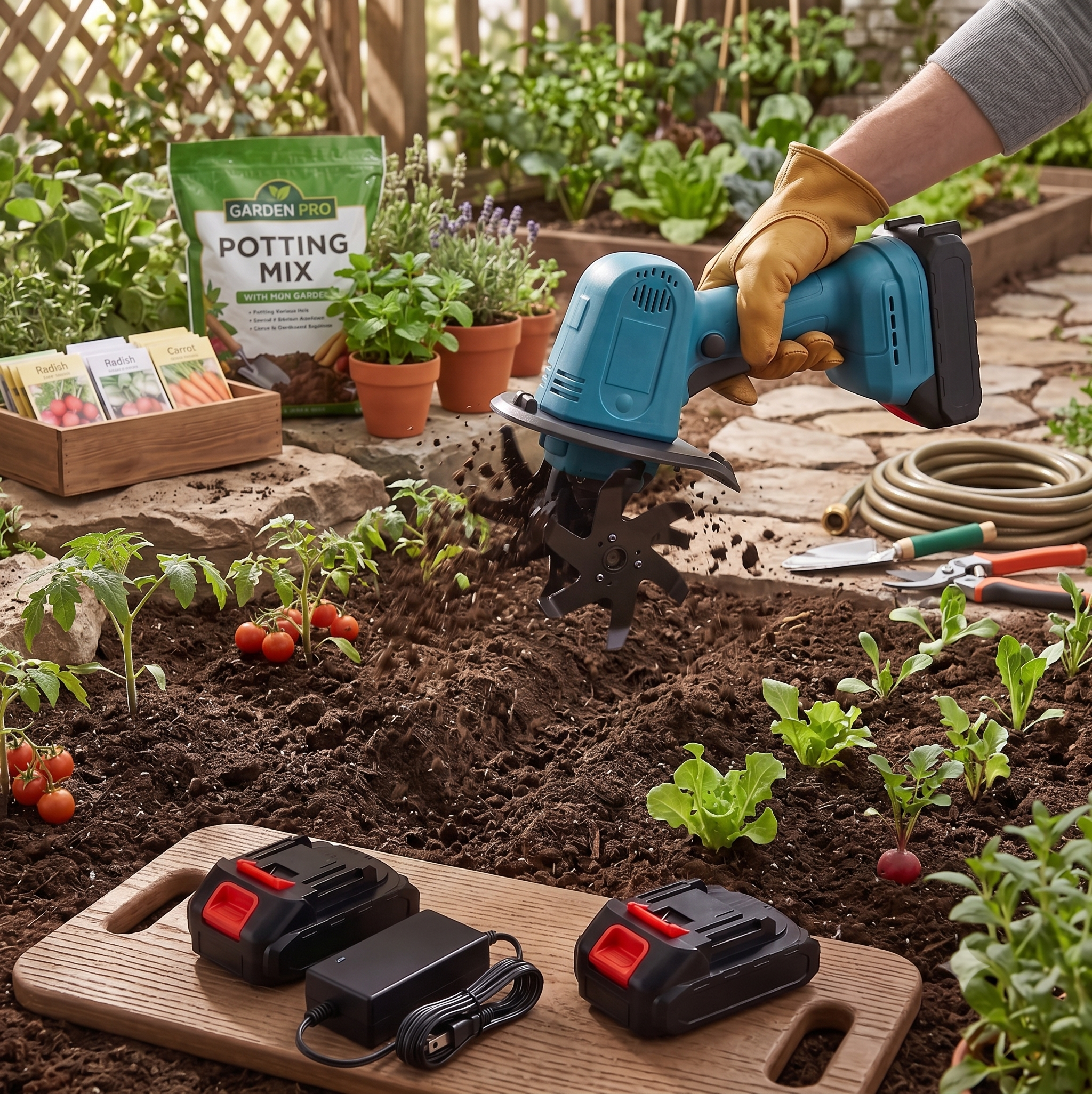 20V Cordless Electric Till & Cultivator Tool Kit
