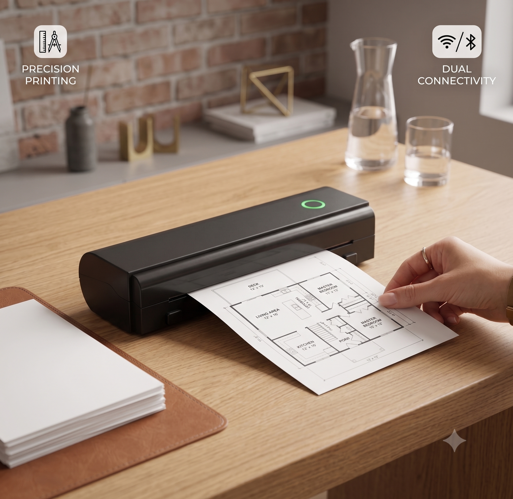 Wireless Inkless A4 Thermal Printer – Compact Mobile Document Printer with 2600mAh Battery
