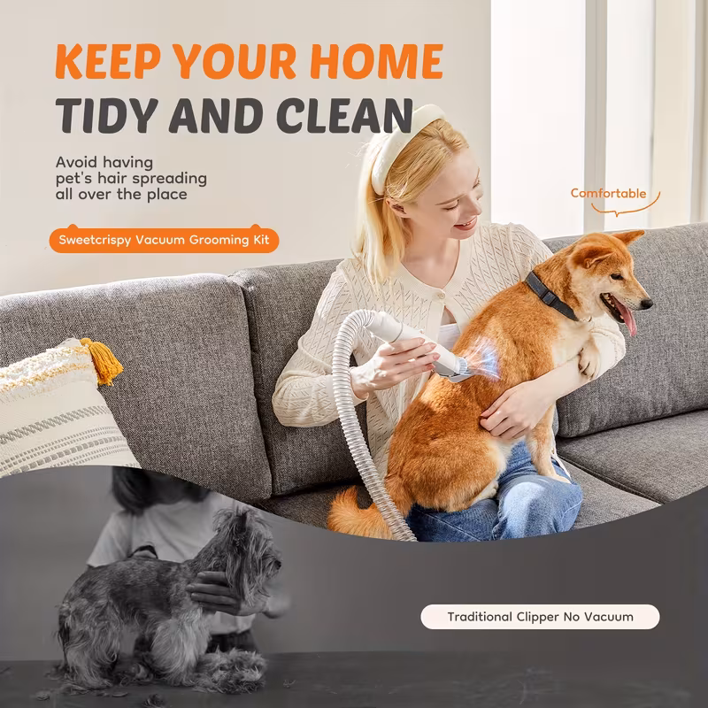 5-in-1 Pet Grooming Vacuum & Trimmer Kit with 6 Combs (99% Hair Suction)