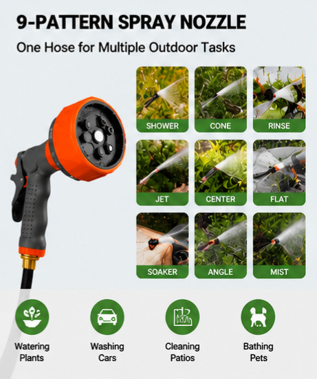 Heavy-Duty Wall-Mounted Retractable Garden Hose Reel, Slow Auto-Rewind & 3-Layer PVC Hose