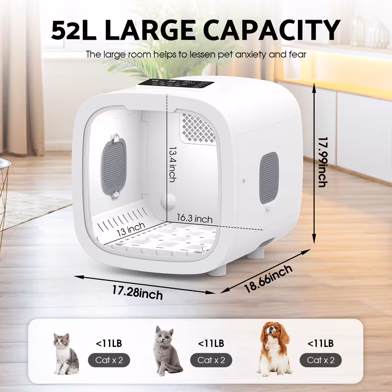 Smart Quiet Automatic Pet Drying Box for Cats & Small Dogs
