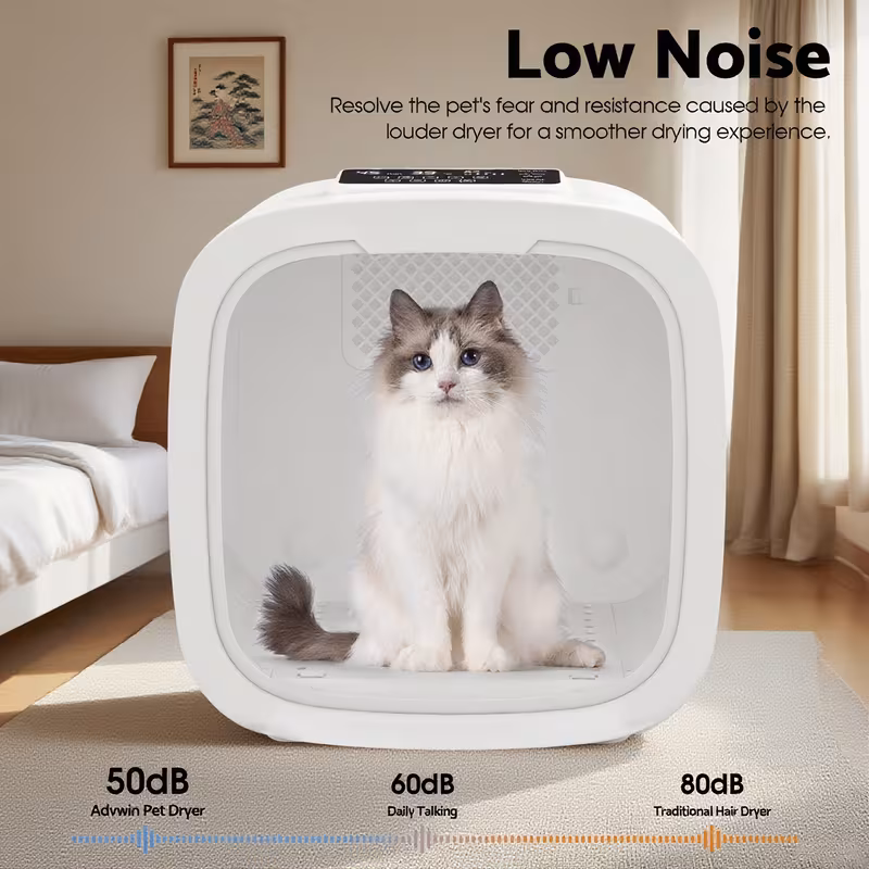 Smart Quiet Automatic Pet Drying Box for Cats & Small Dogs