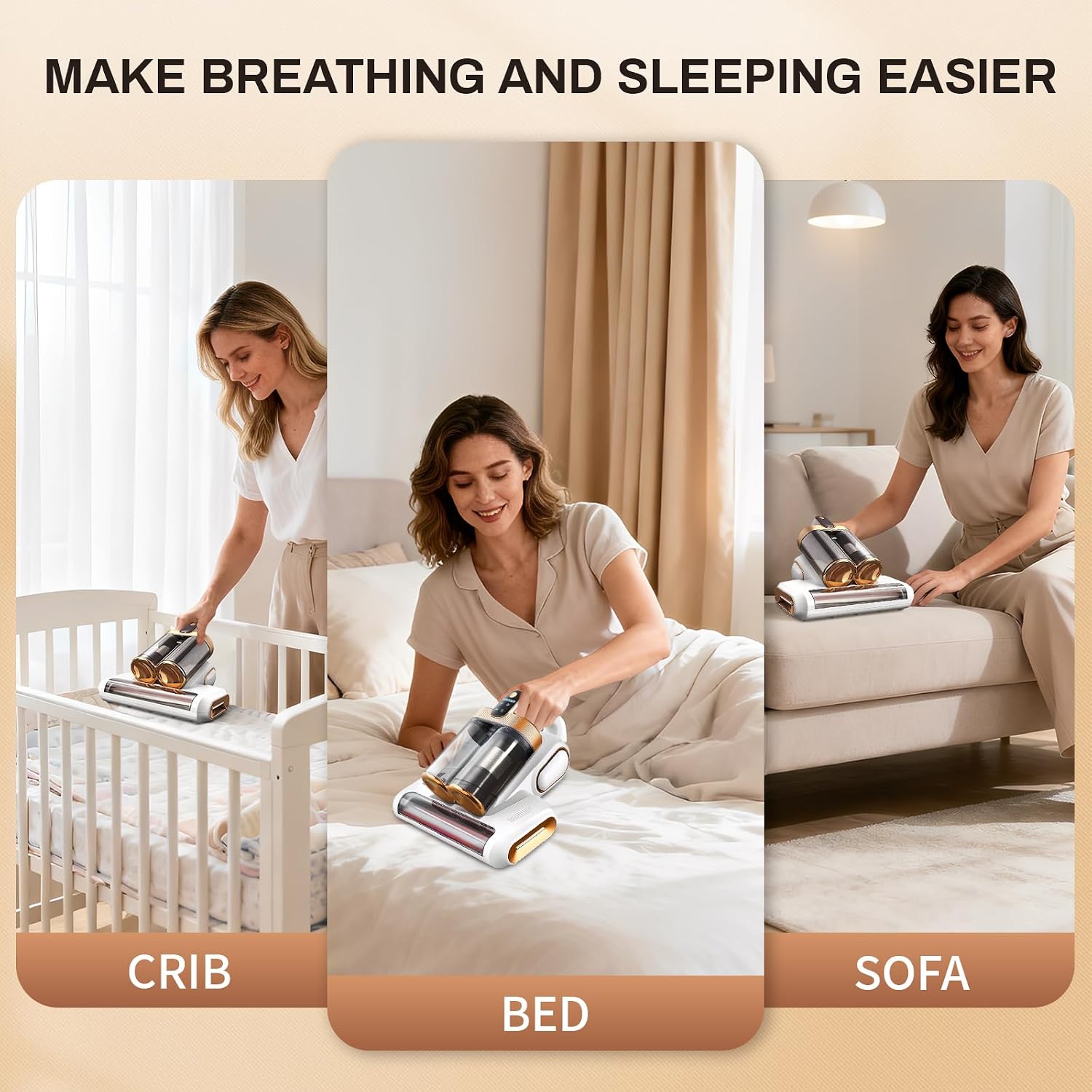 Cordless Handheld Mattress Vacuum Cleaner with UV Light, 16KPa Suction & HEPA Filtration