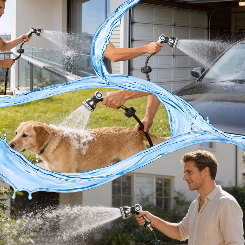 Heavy-Duty Wall-Mounted Retractable Garden Hose Reel, Slow Auto-Rewind & 3-Layer PVC Hose