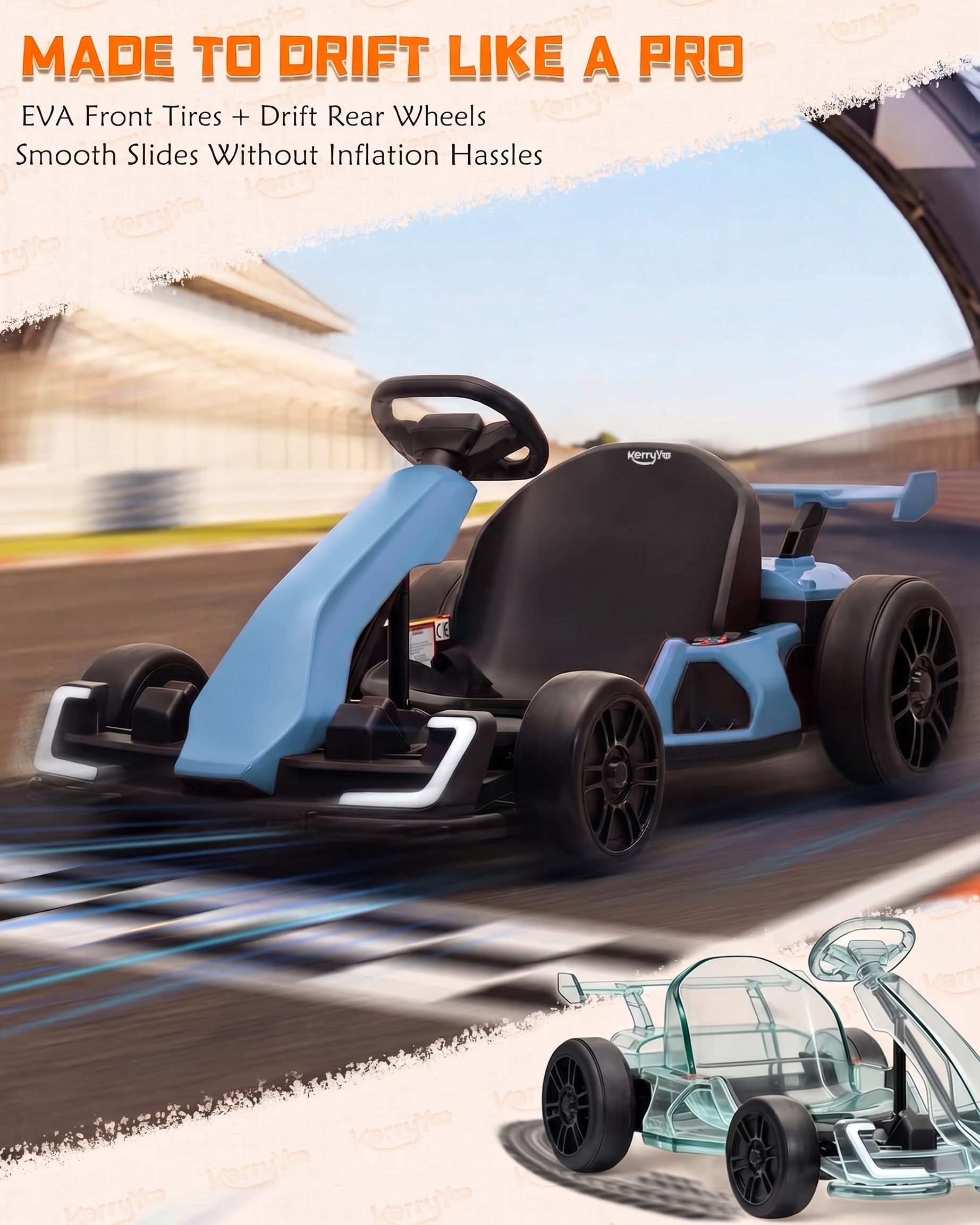 Go Kart Electric Drift Kart with Length Adjustable Seat
