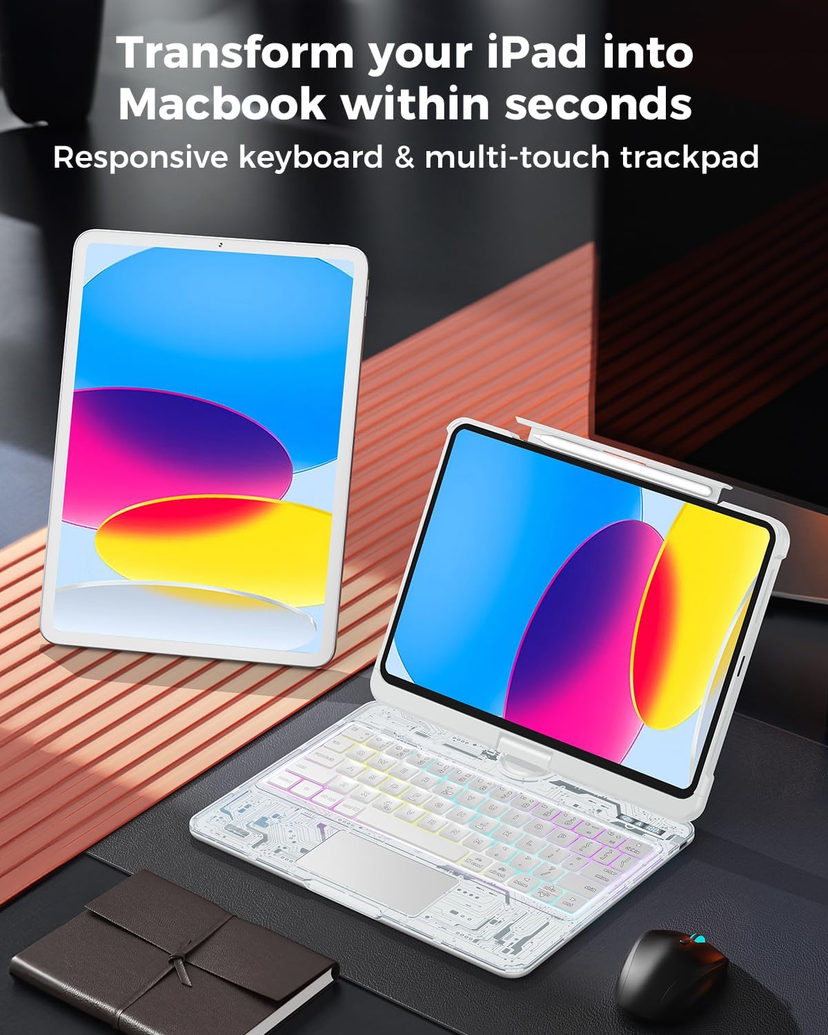 OmniType™ CyberClear 360° Magic Keyboard | Smart LCD & Mac-Style Trackpad