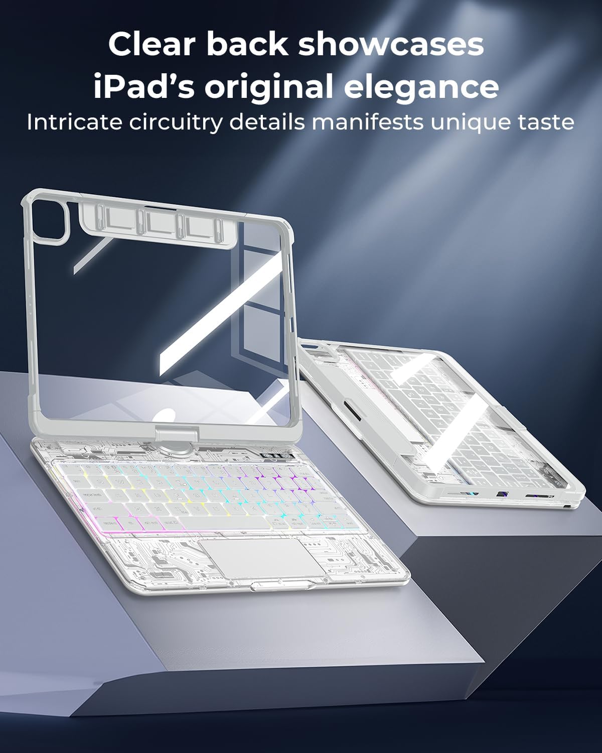 OmniType™ CyberClear 360° Magic Keyboard | Smart LCD & Mac-Style Trackpad