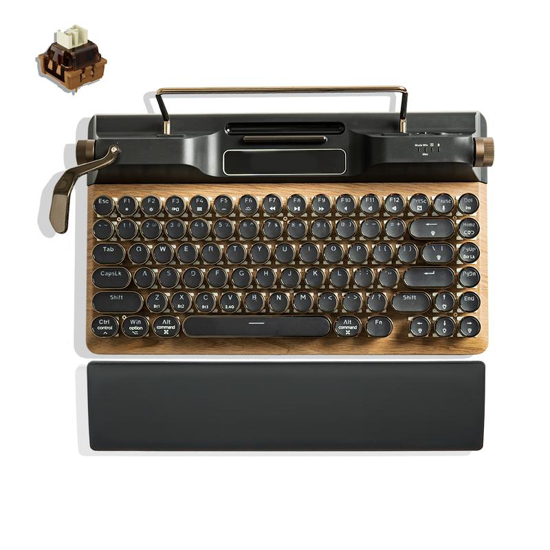 Retro Typewriter Keyboard , Vintage Mechanical Bluetooth 5.0