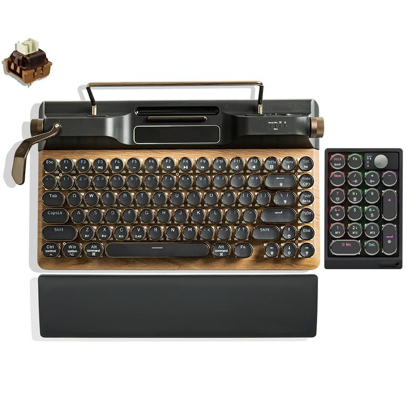 Retro Typewriter Keyboard , Vintage Mechanical Bluetooth 5.0