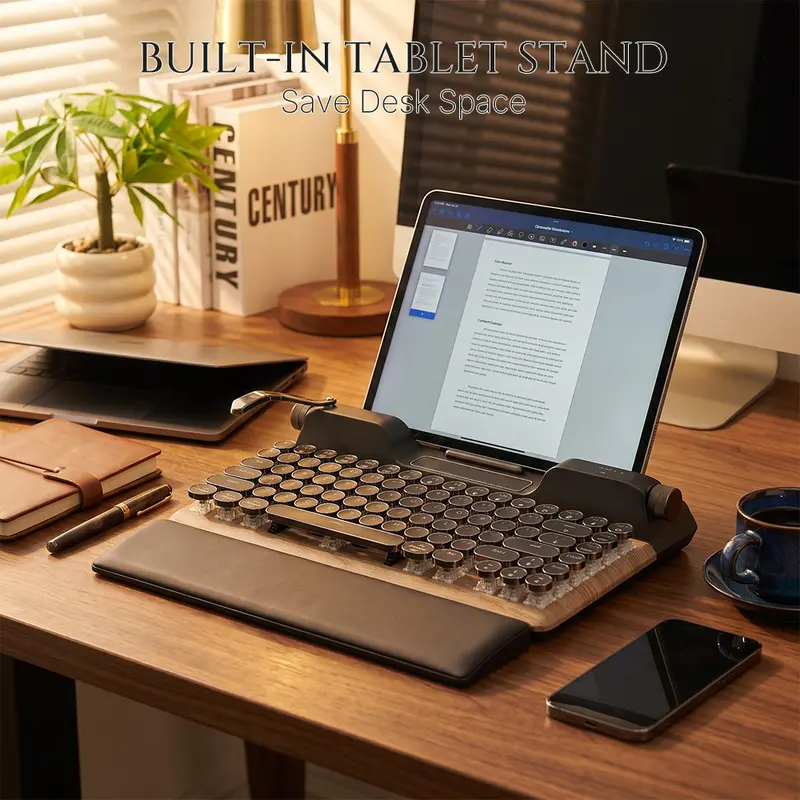 Retro Typewriter Keyboard , Vintage Mechanical Bluetooth 5.0
