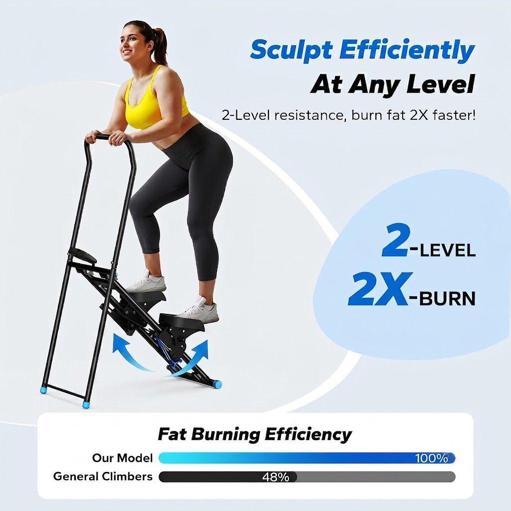 Vertical Stair Climber Machine with Adjustable Resistance & LCD Monitor, Foldable 3-In-1 Step Stepper Exercise Machine for Home Workout, 300 lbs Capacity