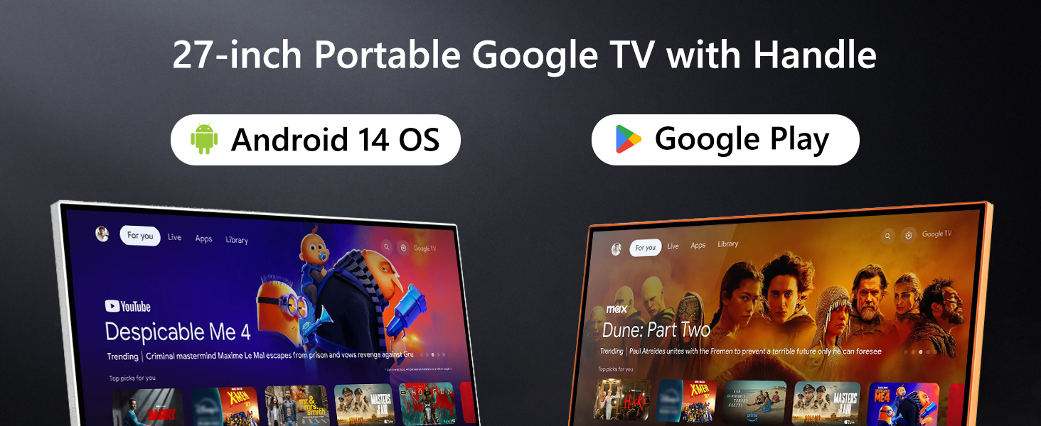 27 inch portable google tv with handle