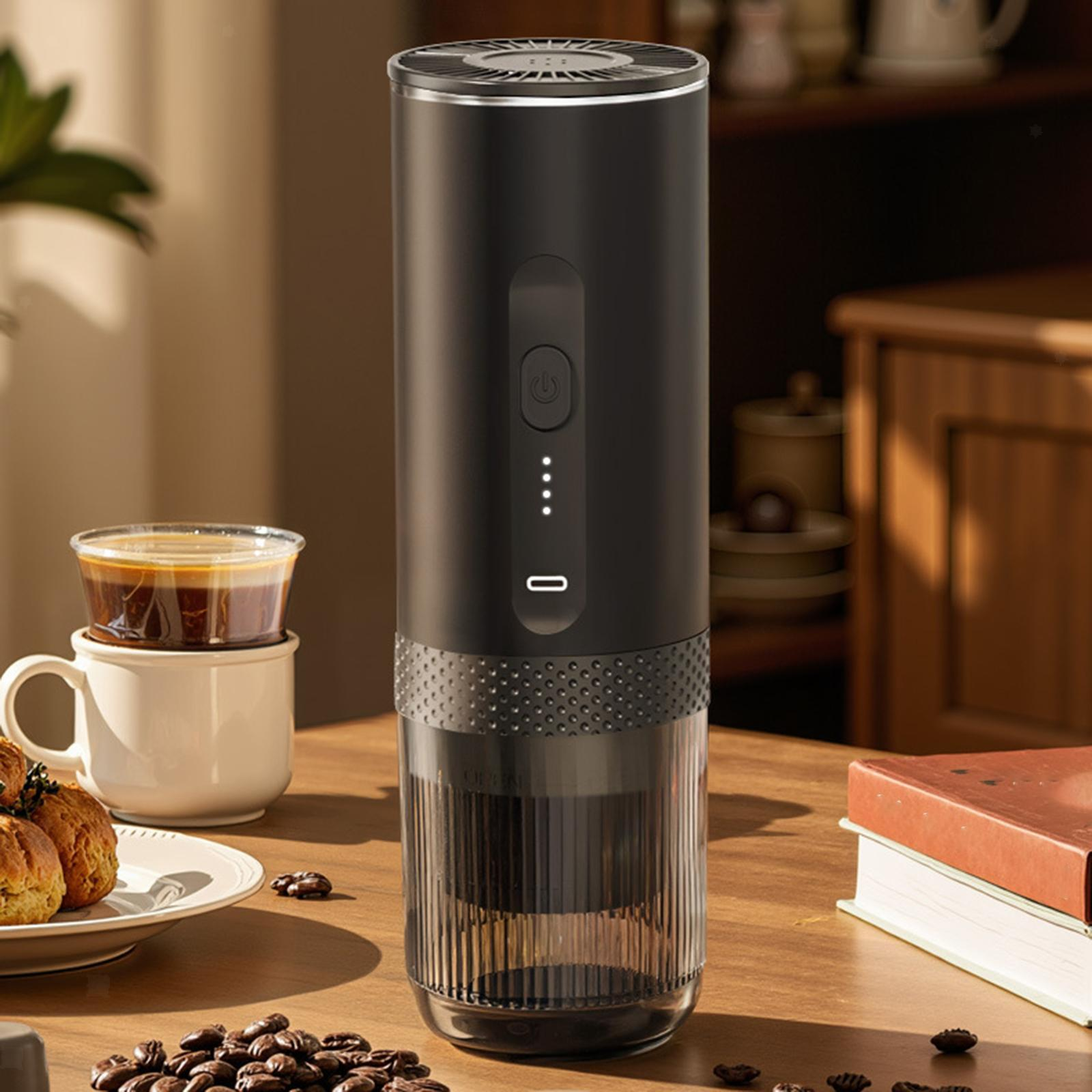 Portable Coffee Maker Espresso Machine, Travel Coffee Maker Self-Heating with USB-C Small Tea Cup, Compatible with Ground Coffee & NS Capsule for RV,Car, Hiking, Camping Office