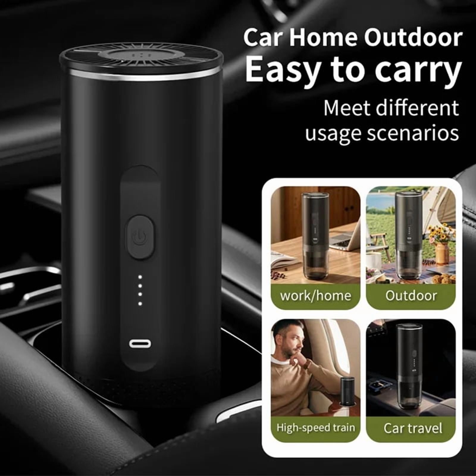 Portable Coffee Maker Espresso Machine, Travel Coffee Maker Self-Heating with USB-C Small Tea Cup, Compatible with Ground Coffee & NS Capsule for RV,Car, Hiking, Camping Office
