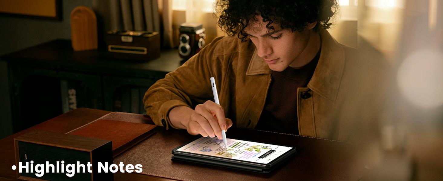 Smart Drawing Stylus Pen - Fast Charge Touchscreen Pen with Palm Rejection, Tilt Sensitivity, Replaceable Tip - Compatible with 2018-2025 iPad A16/A17 Pro, 10th/11-6th Gen, Air 11"/13" M3/M2/5th-3rd, Pro 13"/11"/M4/12.9", Mini 6/5th - Tablet Accessories