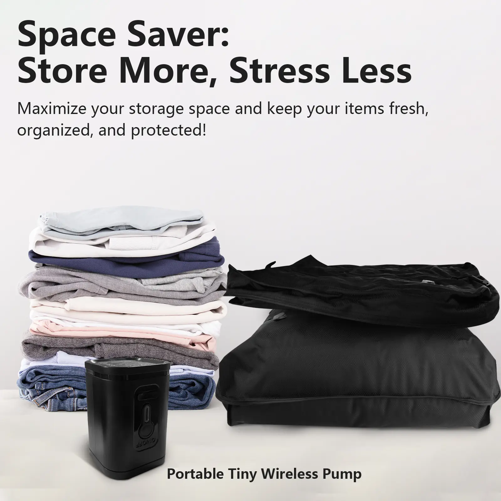 Vacuum Storage Bags for Travel with Wireless Pump