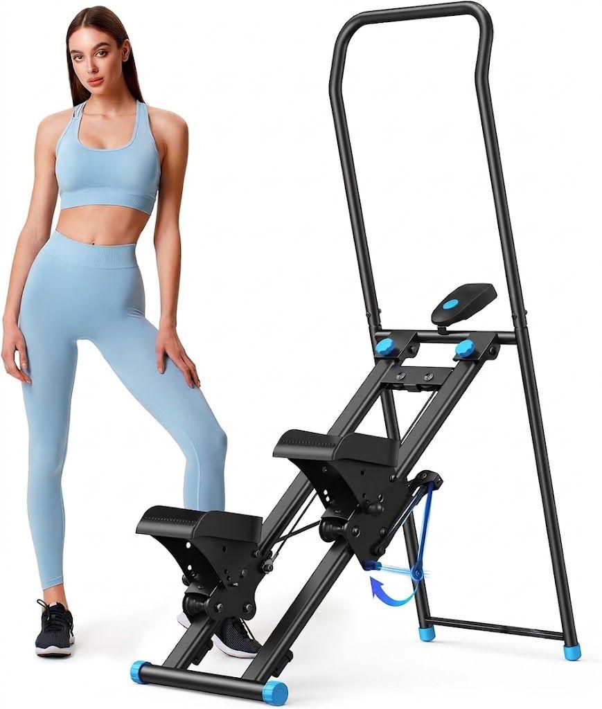 Vertical Stair Climber Machine with Adjustable Resistance & LCD Monitor, Foldable 3-In-1 Step Stepper Exercise Machine for Home Workout, 300 lbs Capacity