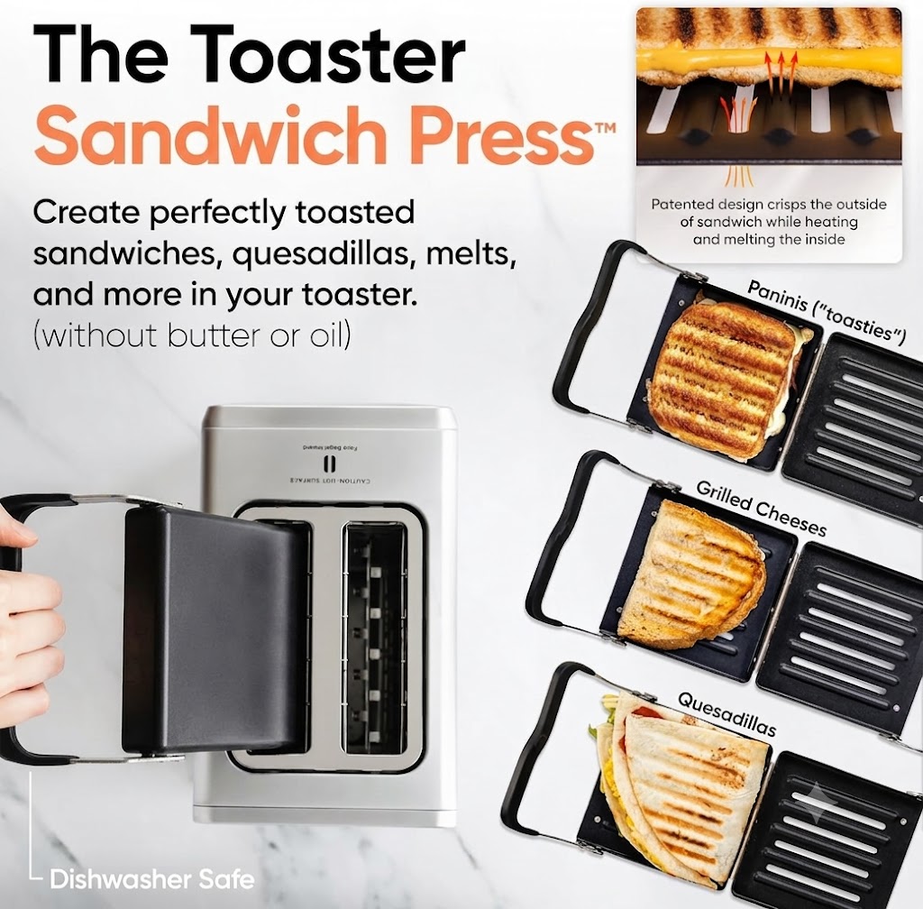 Smart Toaster with Touchscreen (Bundle with Toastie Press & Warming Rack) Choose from 40+ Bread Types, 7 Browning Levels, & Toastie Press Mode