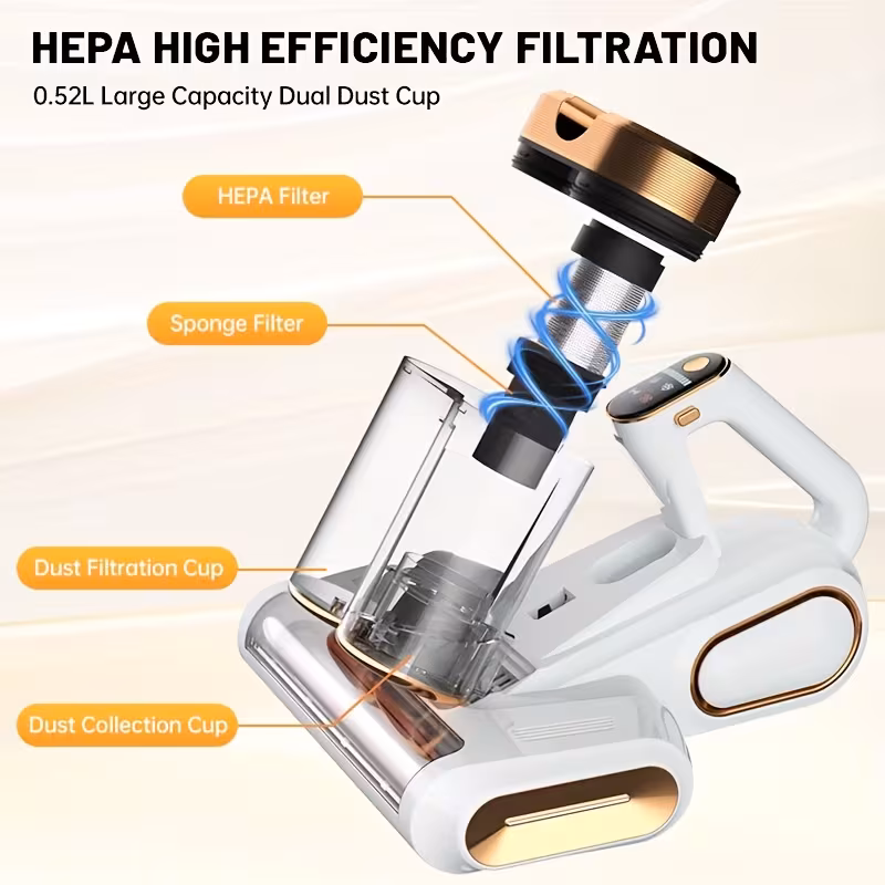 Cordless Handheld Mattress Vacuum Cleaner with UV Light, 16KPa Suction & HEPA Filtration