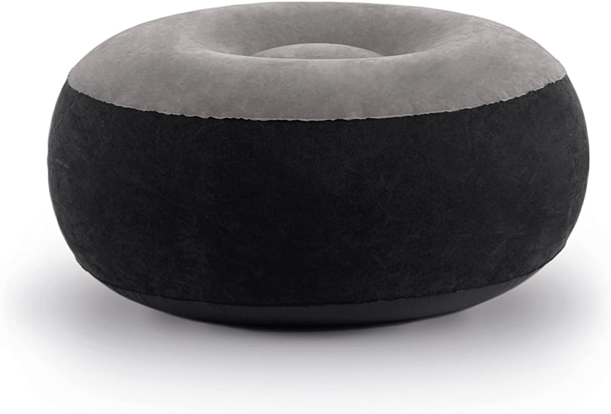 Ultra Lounge Inflatable Chair: Built-in Cupholder – Ottoman Foot Rest – 2-in-1 Valve – Flocked Construction – 220lb Weight Capacity