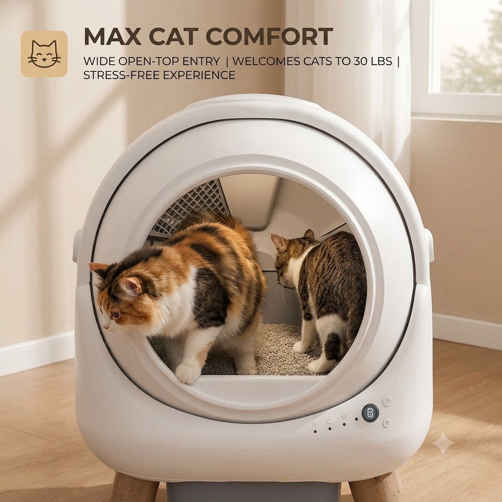 Self Cleaning Litter Box,Automatic Cat Litter Box for Multiple Cats,Robot with APP Control,Dual Safety Protection