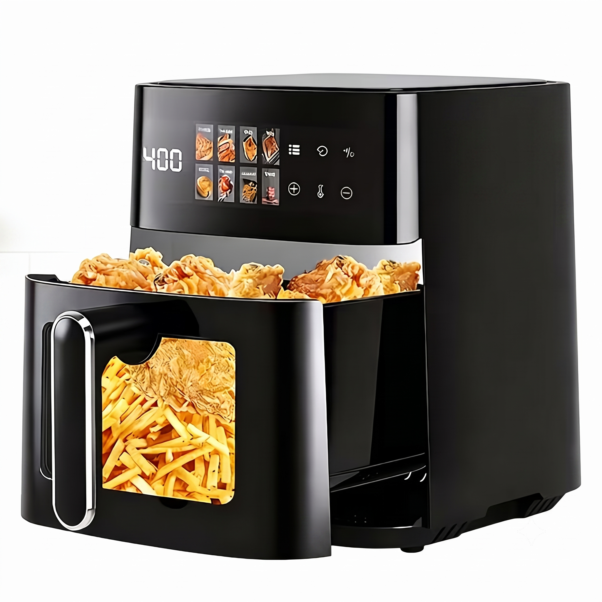 Large Visible Digital Air Fryer Oven – 12-in-1 Multi-Cooker with Easy-Clean Metal Interior (6QT/12QT)