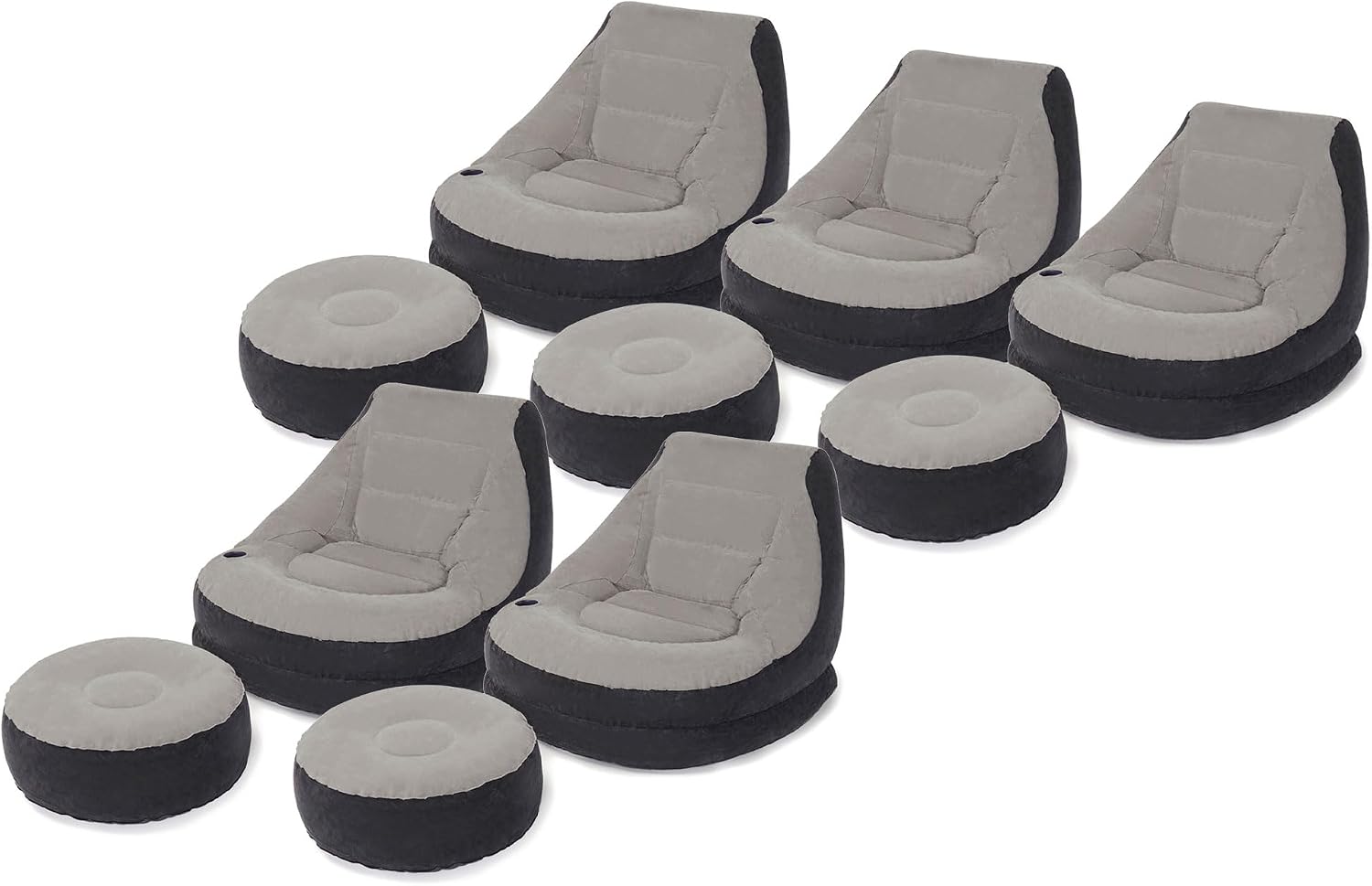 Ultra Lounge Inflatable Chair: Built-in Cupholder – Ottoman Foot Rest – 2-in-1 Valve – Flocked Construction – 220lb Weight Capacity