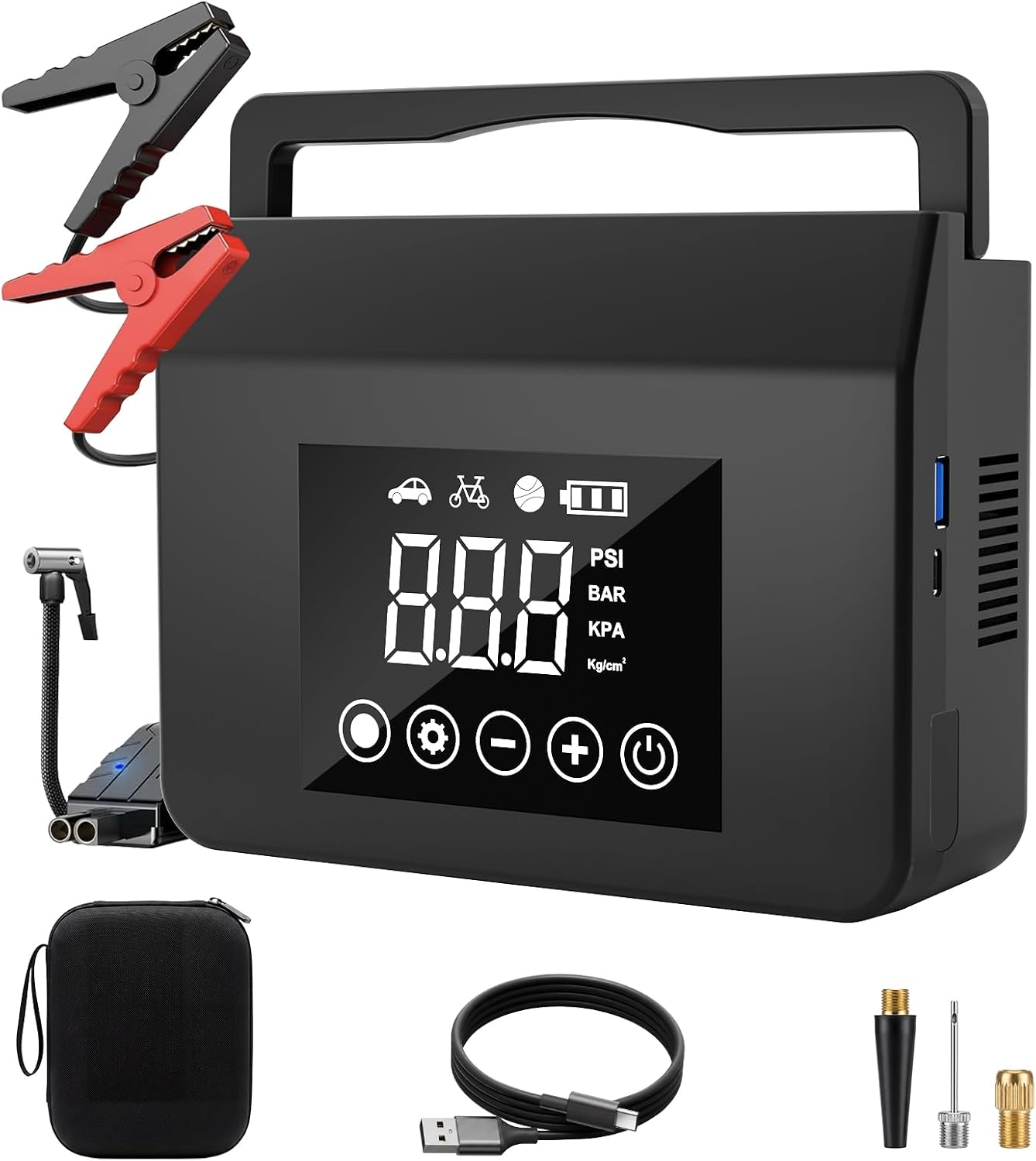 ump Starter with Air Compressor, 4000A Car Battery Jump Starter(ALL Gas/8.0L Diesel)