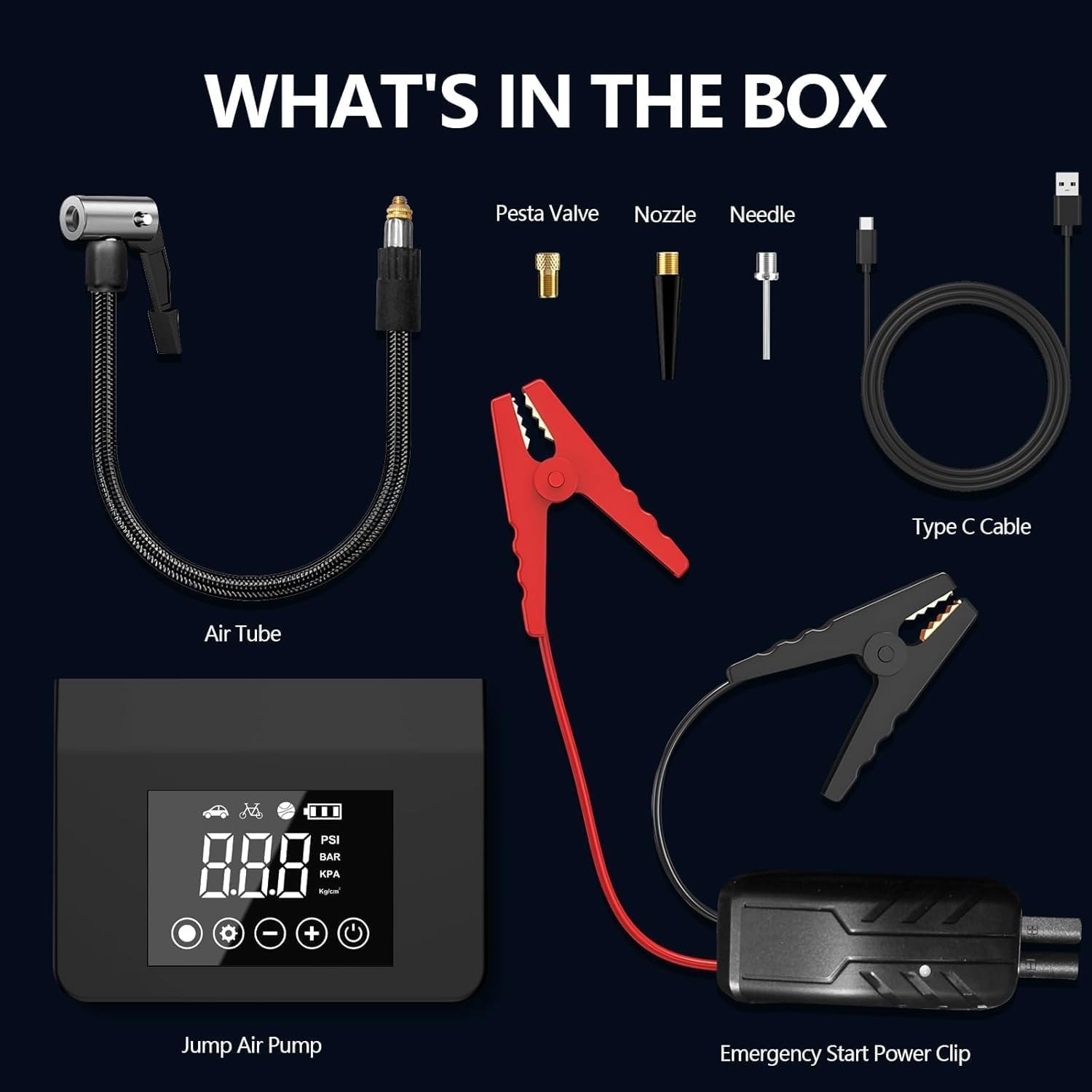 ump Starter with Air Compressor, 4000A Car Battery Jump Starter(ALL Gas/8.0L Diesel)