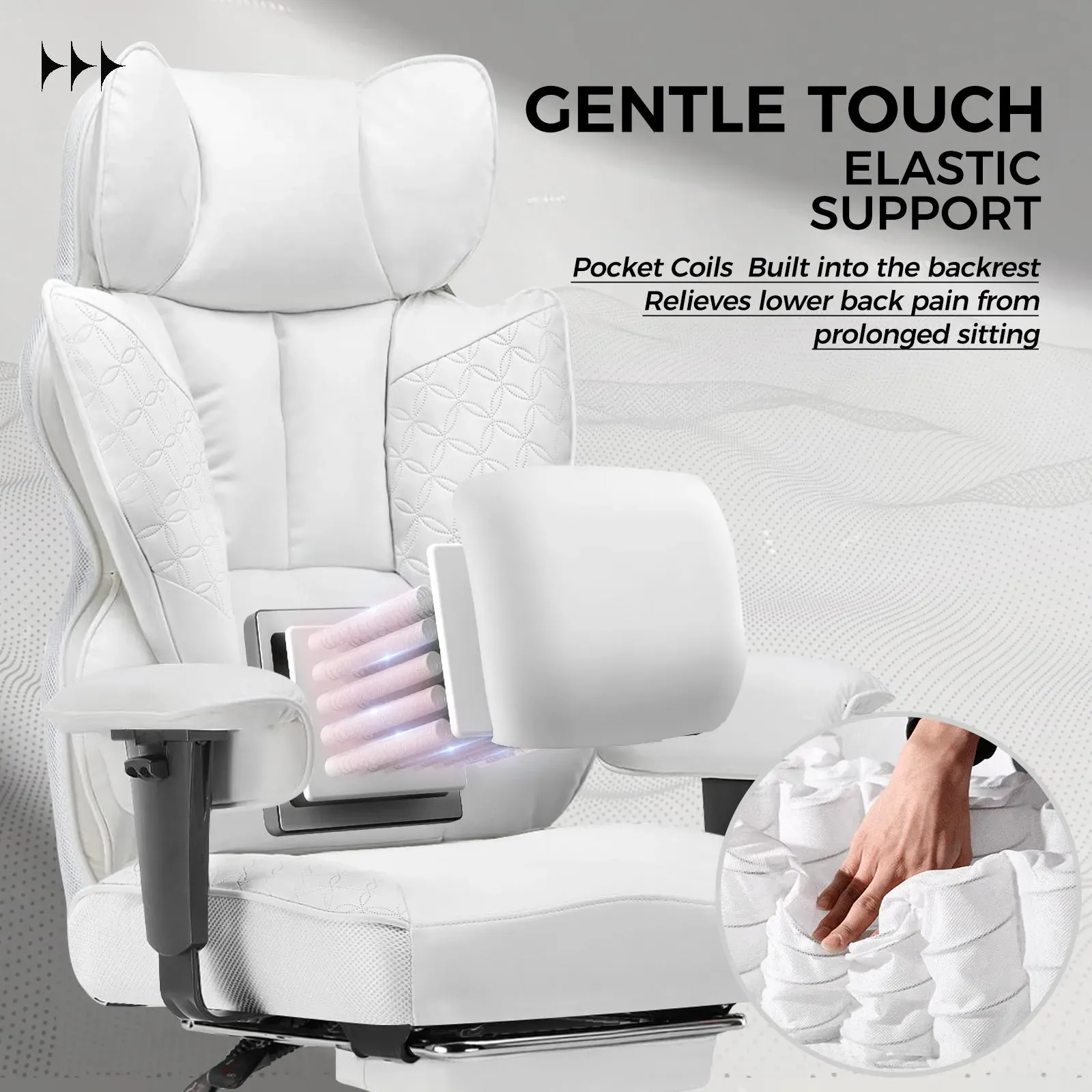 Pocket Coils Built Into Backrest and Cushion