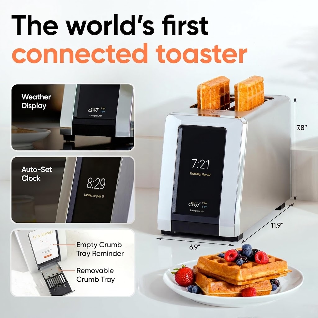 Smart Toaster with Touchscreen (Bundle with Toastie Press & Warming Rack) Choose from 40+ Bread Types, 7 Browning Levels, & Toastie Press Mode