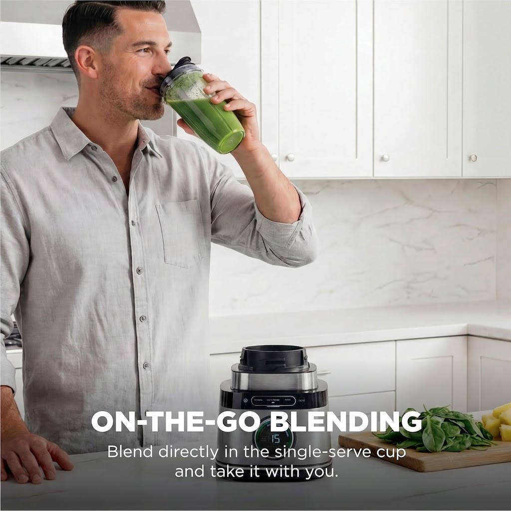 1800W Smart Kitchen System & Blender Combo, 72 oz XL Pitcher & 8-Cup Food Processor with Auto-Sensing Tech for Smoothies, Dough & Salsa