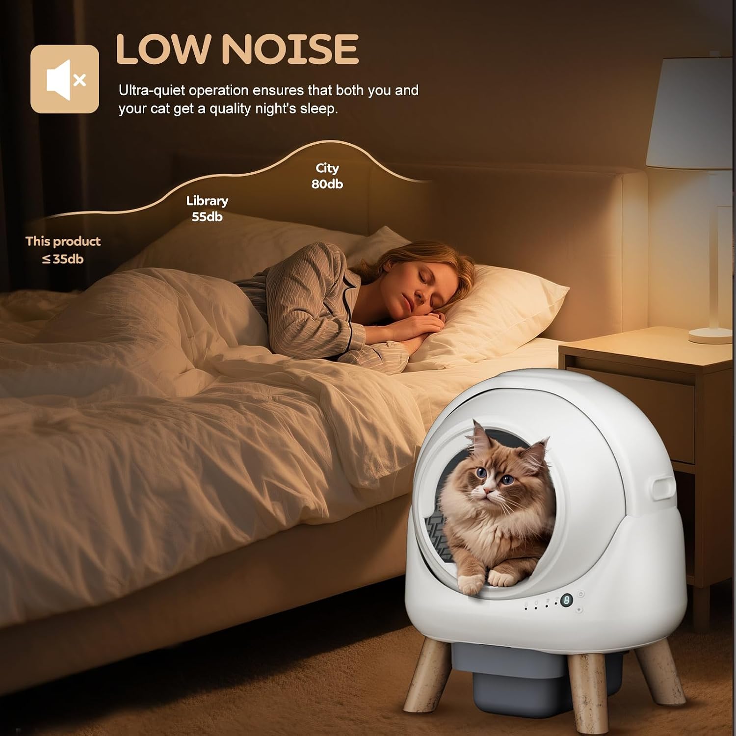 Self Cleaning Litter Box,Automatic Cat Litter Box for Multiple Cats,Robot with APP Control,Dual Safety Protection