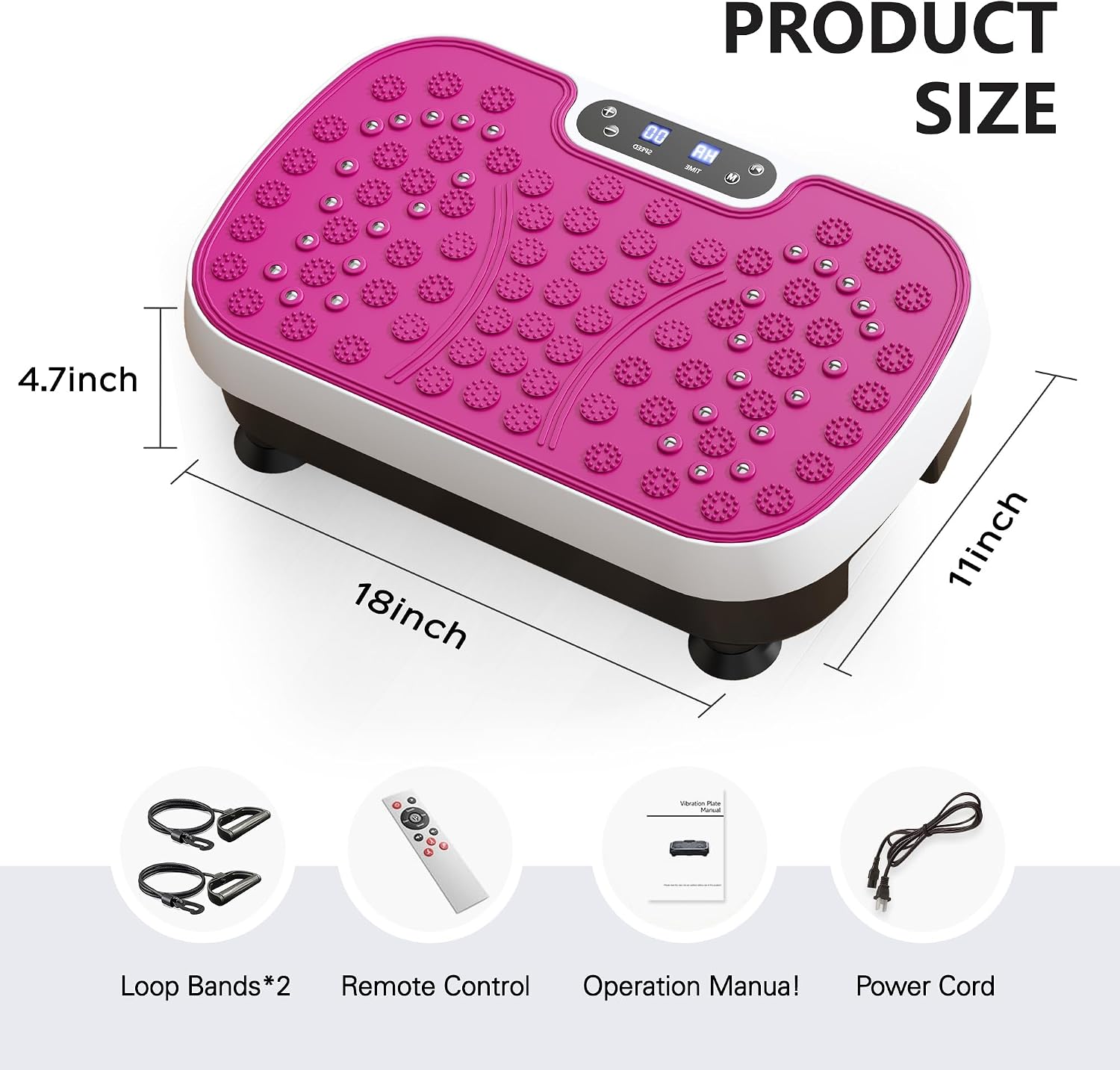 Vibration Plate Exercise Machine with Resistance Bands, Whole Body Shaker Platform for Weight Loss & Home Fitness
