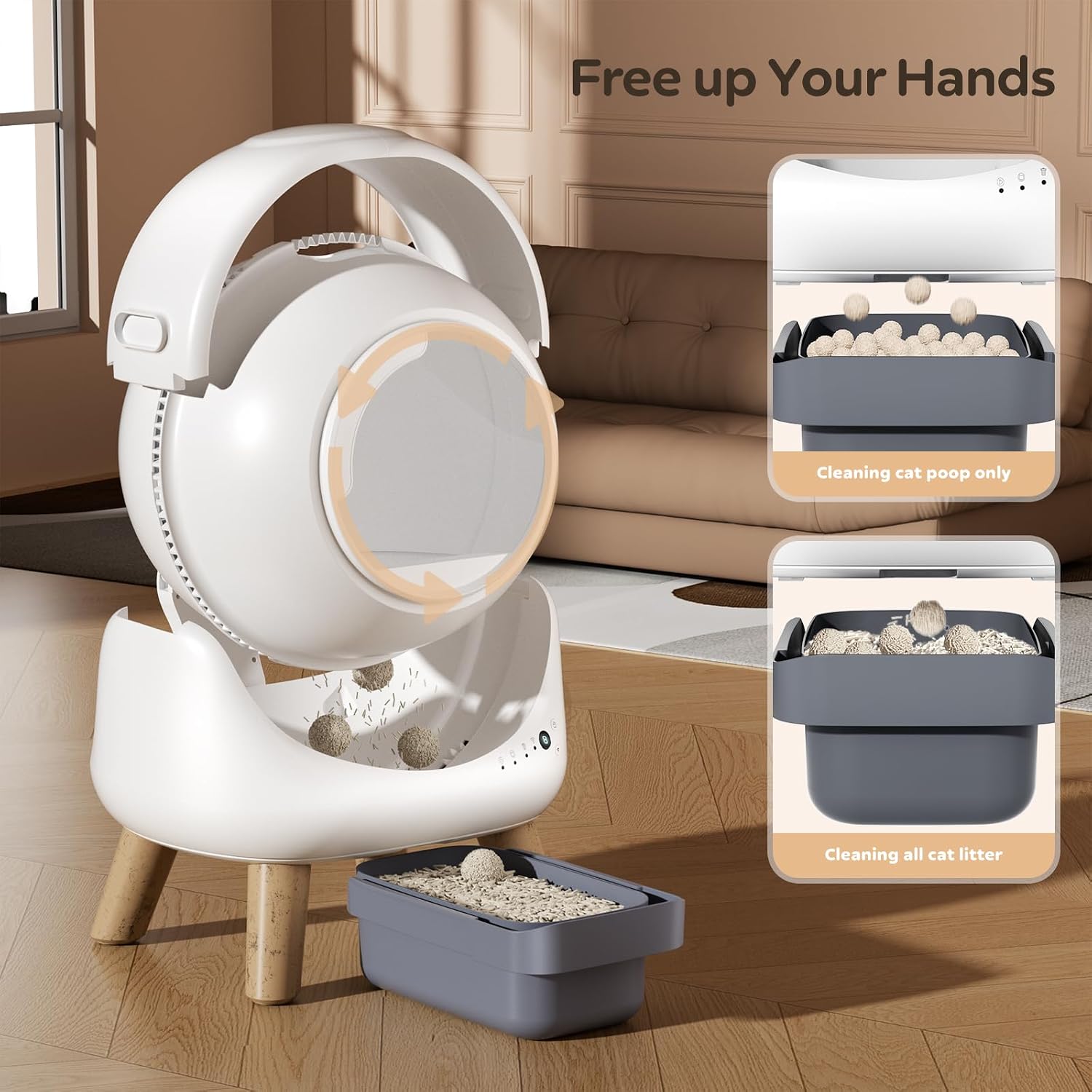 Self Cleaning Litter Box,Automatic Cat Litter Box for Multiple Cats,Robot with APP Control,Dual Safety Protection