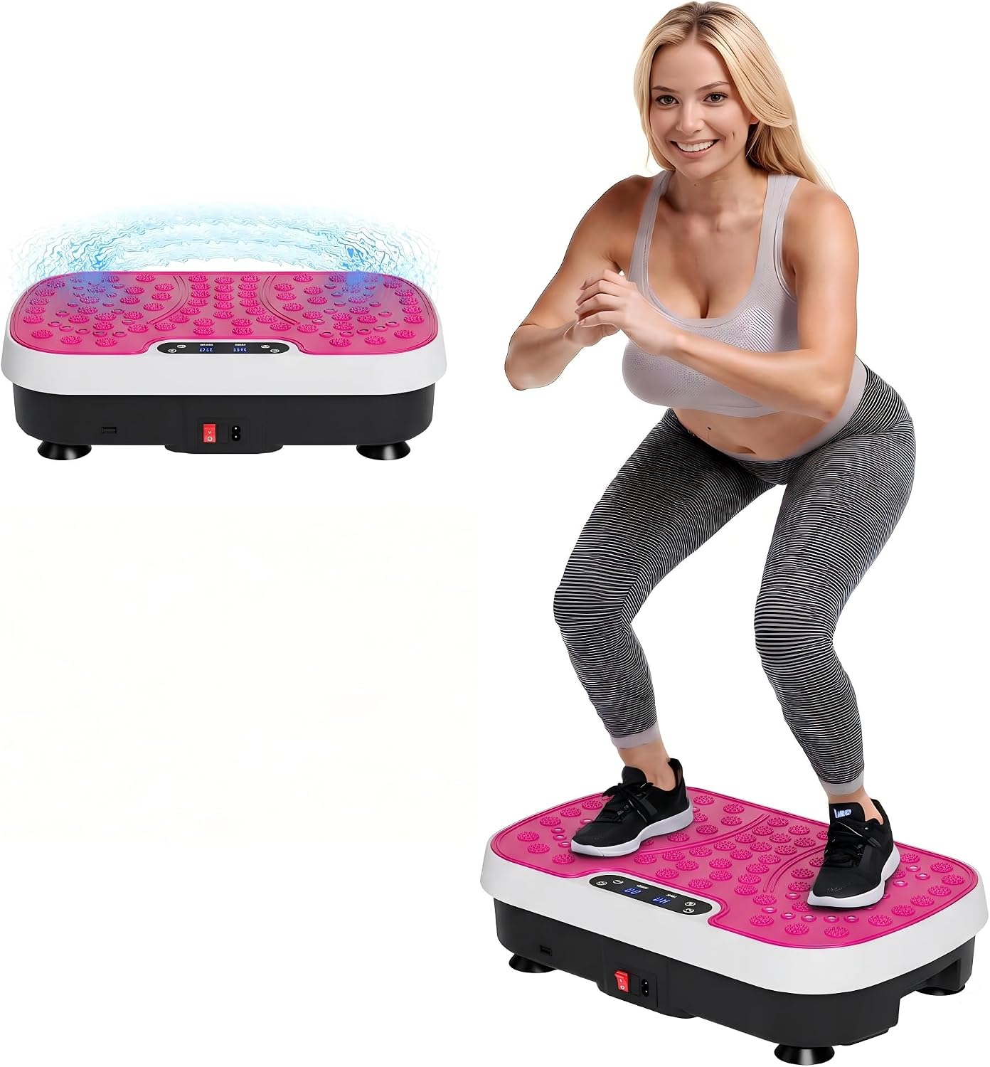 Vibration Plate Exercise Machine with Resistance Bands, Whole Body Shaker Platform for Weight Loss & Home Fitness