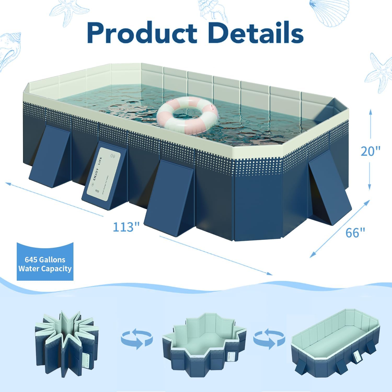 Foldable Non-Inflatable Kids' and Adults' Outdoor Swimming Pool