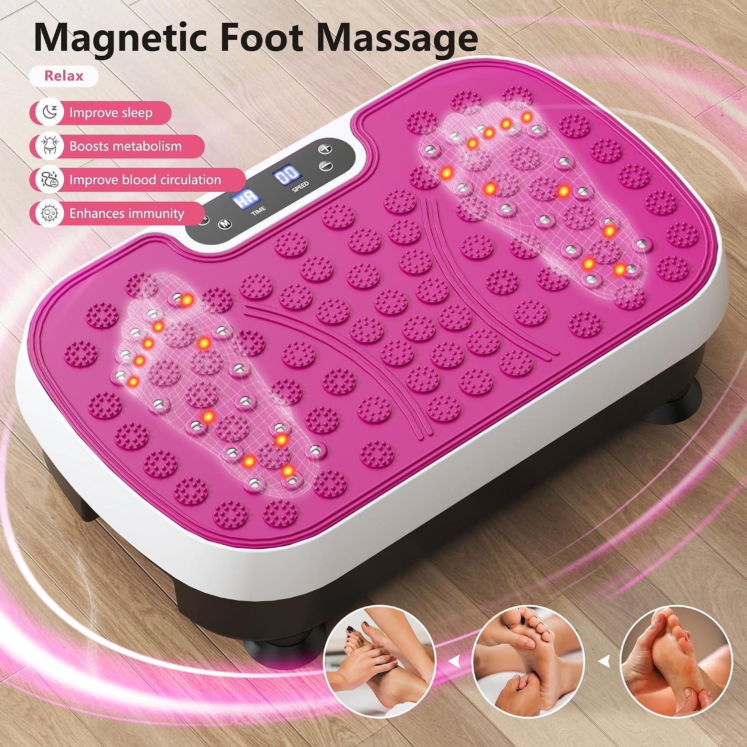 Vibration Plate Exercise Machine with Resistance Bands, Whole Body Shaker Platform for Weight Loss & Home Fitness